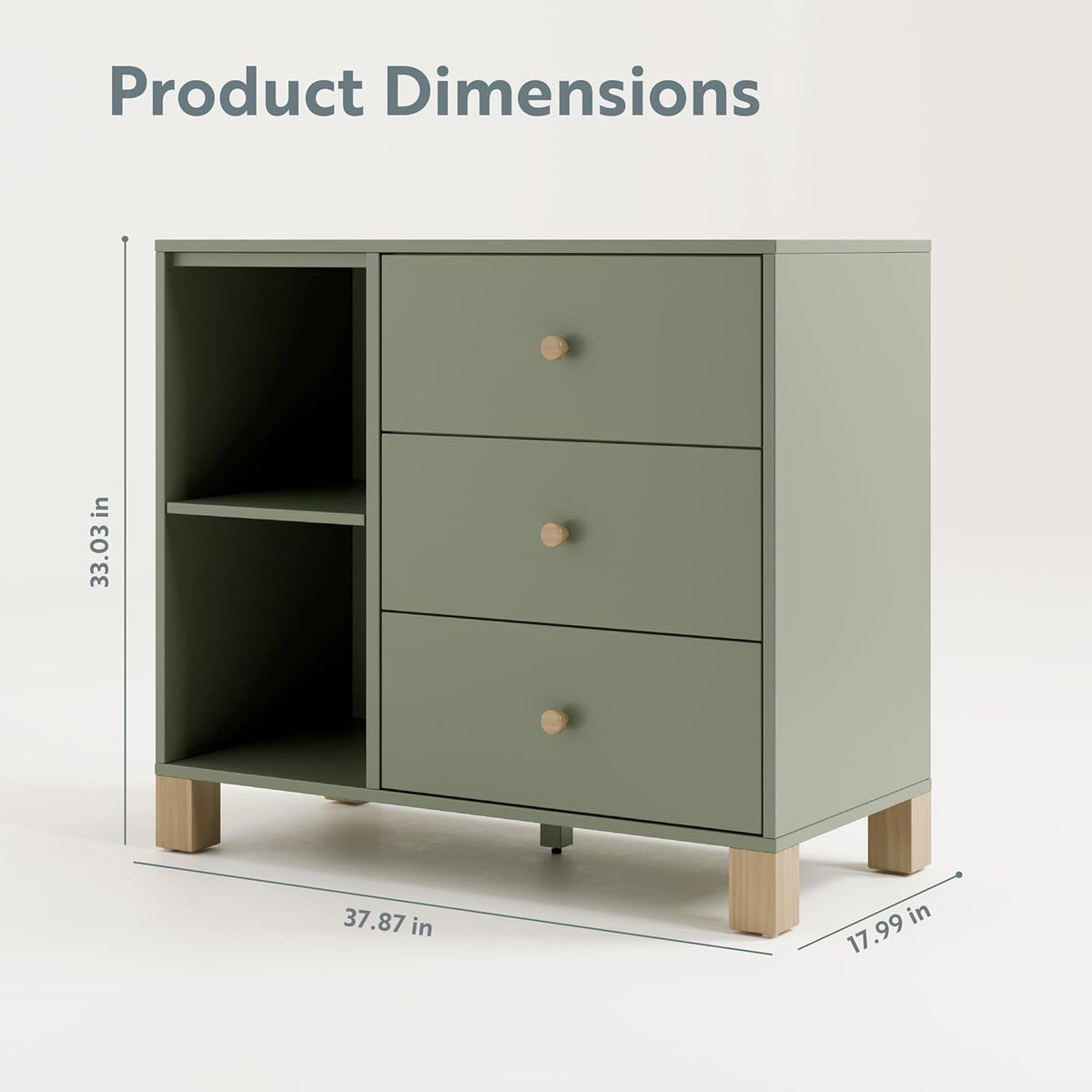 Storkcraft California 3 Drawer Combo Dresser (Olive with Driftwood) – GREENGUARD Gold Certified