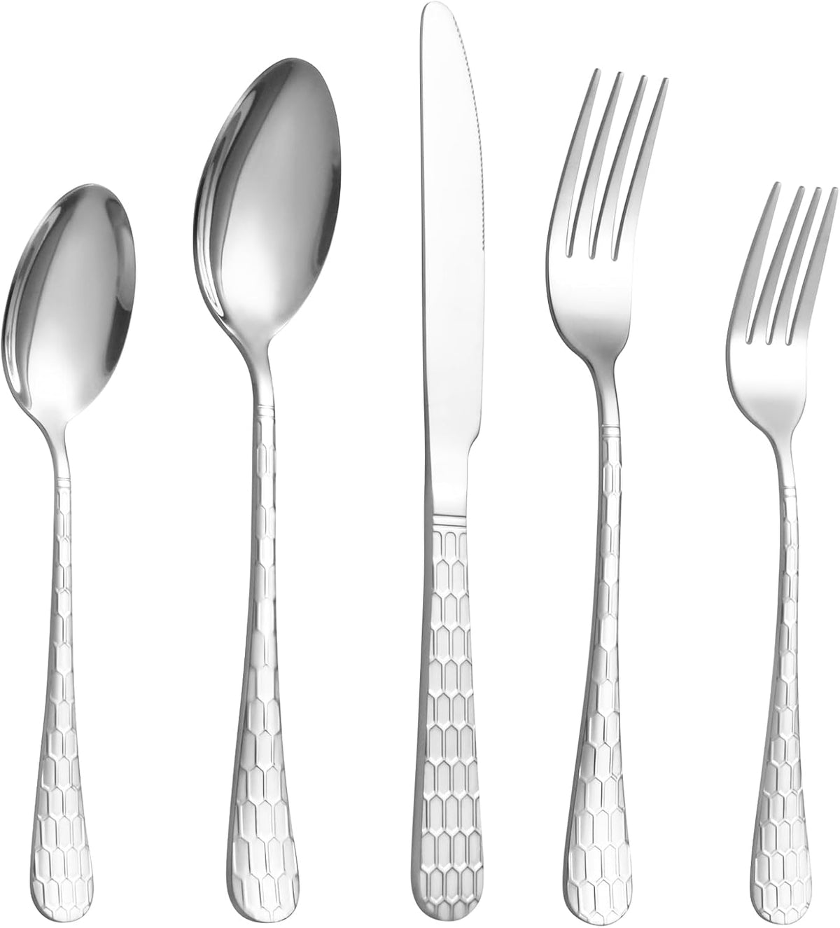 20 Pcs Silverware Set for 4 with Water Cube Handle design, Food Grade Stainless Steel Flatware Set