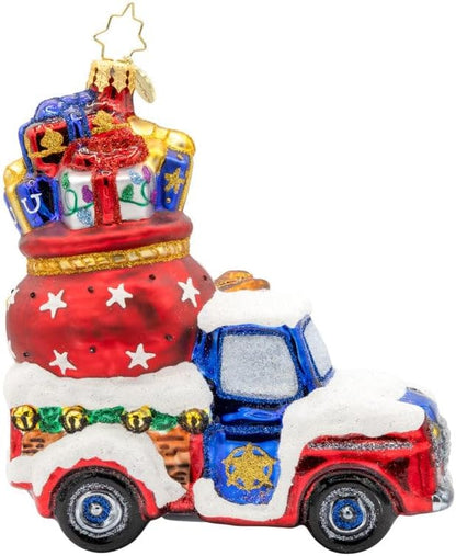 Christopher Radko Hand-Crafted European Glass Christmas Tree Decorative Ornament, Lone Star Santa