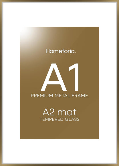Homeforia A1 Poster Frame Bronze, High End Metal 23.4 x 33.1 inch Large Picture Frames with Mat for