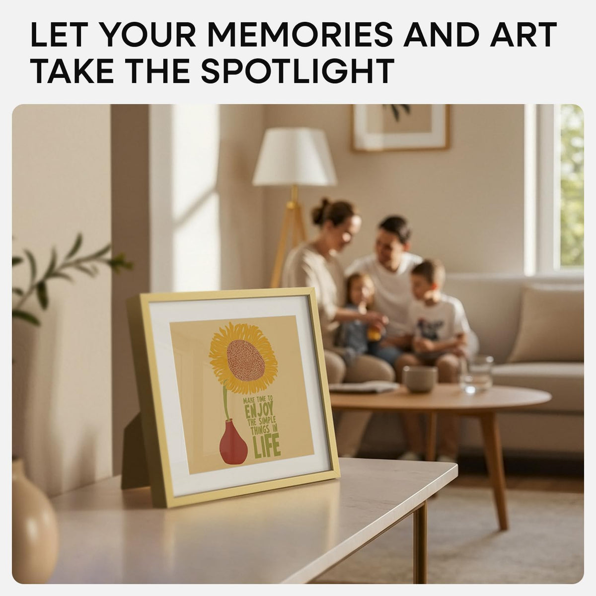 Homeforia 8x8 Picture Frame Gold, High End Metal 8 x 8 Square Photo Frames with Mat 6 by 6, 8x8