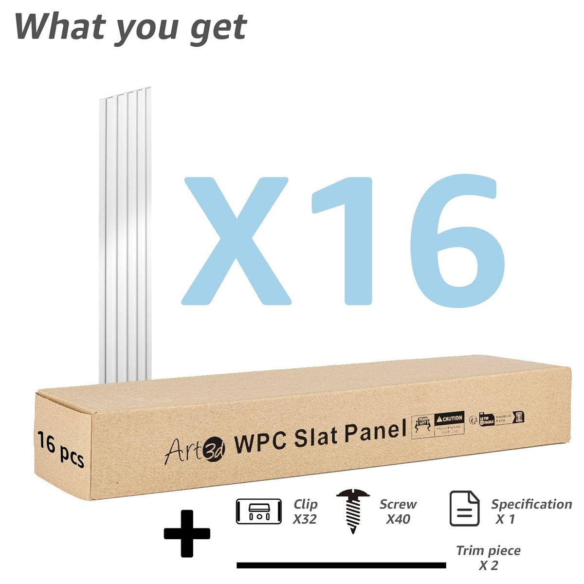 Art3d WPC Wainscoting Panels, 16-Pack 48 x 6 Inch 3D Wall Accents for Interior Wall Decor, Living
