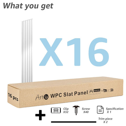 Art3d WPC Wainscoting Panels, 16-Pack 48 x 6 Inch 3D Wall Accents for Interior Wall Decor, Living