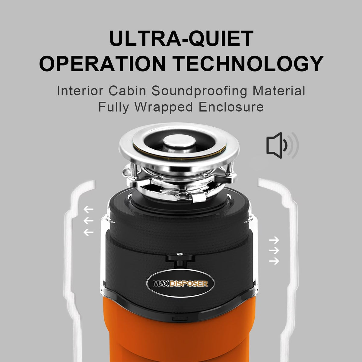 Garbage Disposal 1 HP Ultra Quiet Intelligent Auto-Reverse Function Continuous Feed Food Waste