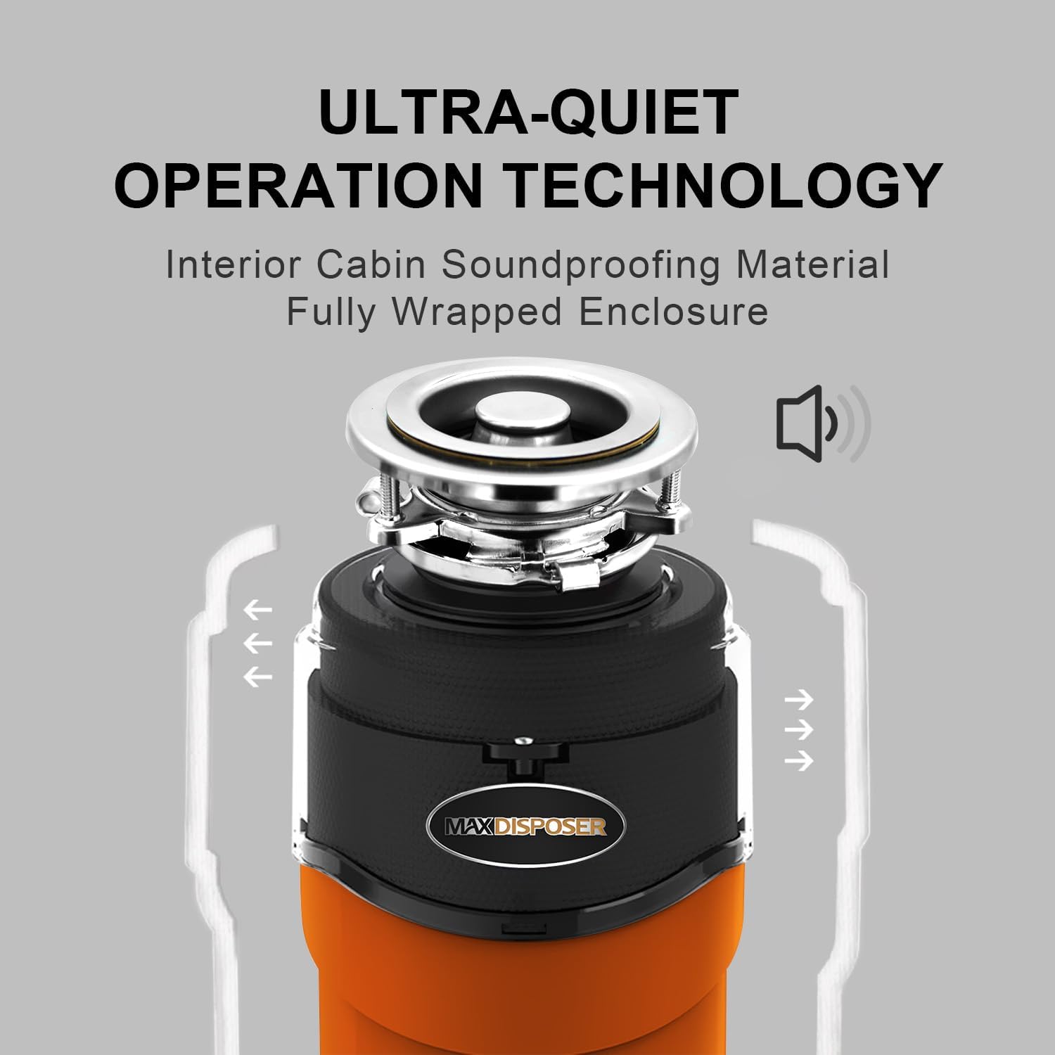 Garbage Disposal 1 HP Ultra Quiet Intelligent Auto-Reverse Function Continuous Feed Food Waste
