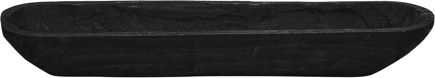 Creative Co-Op Decorative Paulownia Wood Bowl, Black