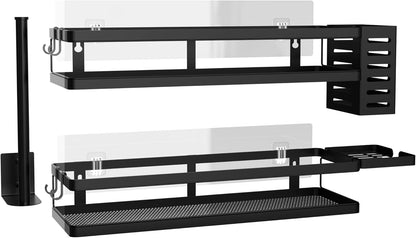 PUSDON Metal Wall Hanging Basket 2 Packs DIY Suitable for Multiple Scenes - Large Black Guardrail