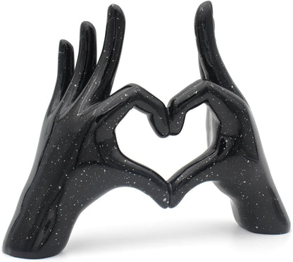 Accessoryway Black Heart Hands Decor Sculpture,Small Love Finger Gesture Decorative Sculpture for