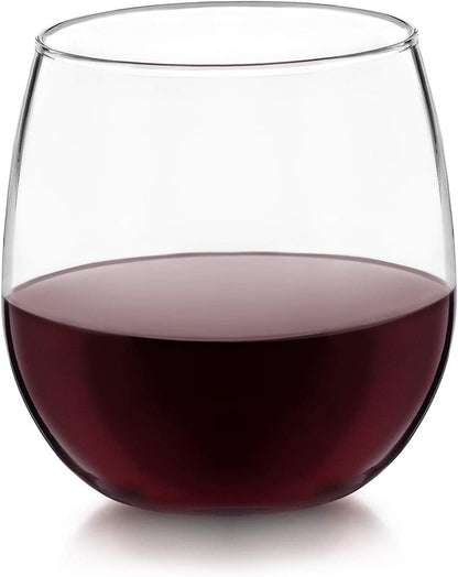 Libbey Stemless 12-Piece Wine Glass Party Set for Red and White Wines