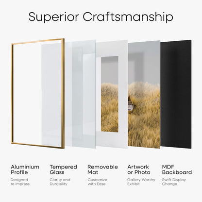 Homeforia 16x16 Picture Bronze Frame, High End Metal 16 x 16 Square Poster Frame with Mat 12 x 12