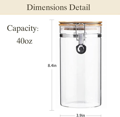 Glass Storage Jars Set Elegant Containers with Airtight Bamboo Lids, Perfect for Kitchen