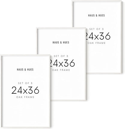 HAUS AND HUES White Poster Frames 24 X 36 Inches - Set of 3 Large Picture 24x36, Frame Sets for