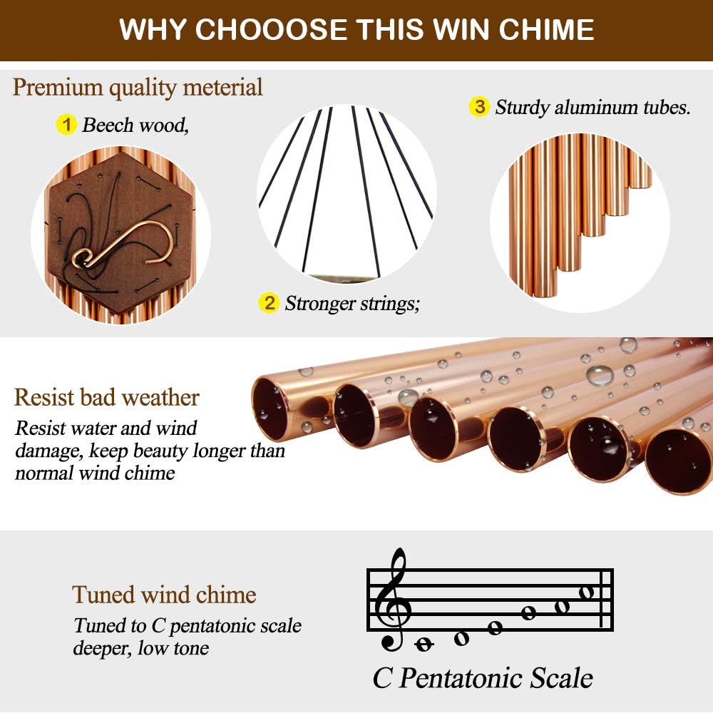 Wind Chimes Outdoor Large Deep Tone, 44 Inch Sympathy Wind Chime Outdoor, Memorial Wind-Chime with