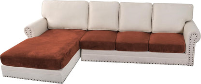 H.VERSAILTEX Velvet Stretch Sectional Couch Covers 4 Pieces Sofa Seat Cushion Covers L Shape
