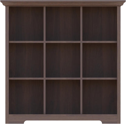 Cube Shelf Bookcase with Base - Wooden 3 Tiers Floor Standing Low Storage Cabinet for Home and