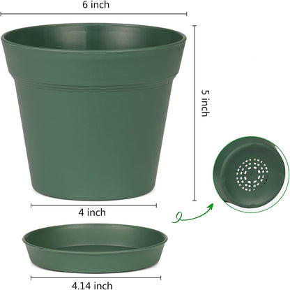 homenote Plant Pots,15 Pack 6 inch Flower Pots with Multiple Drainage Holes and Saucers,Plastic