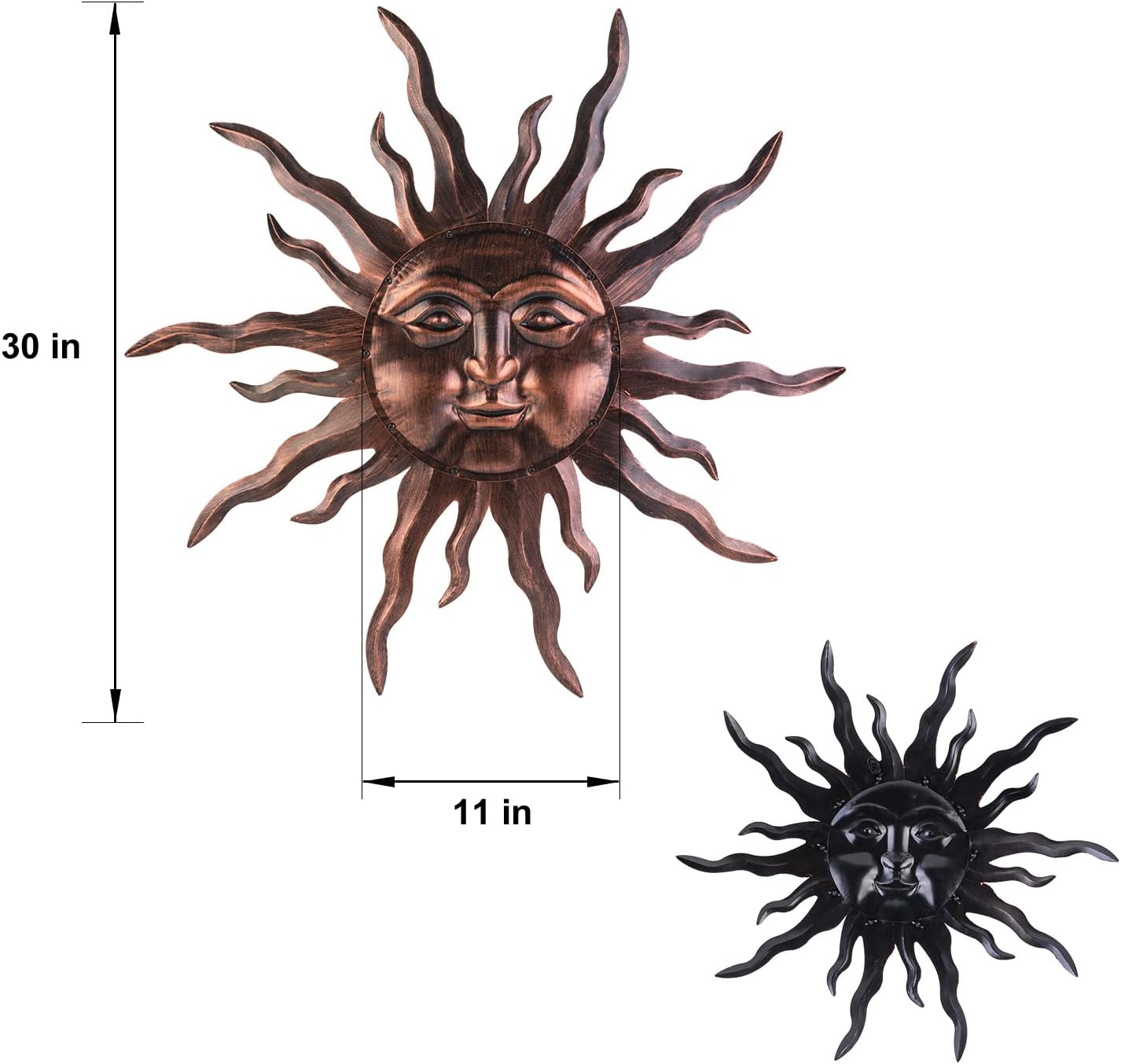 VZVXCC Large Metal Sun Wall Art Decor- 30 inches Sun Wall Hanging Decoration for Indoor Outdoor, 3D