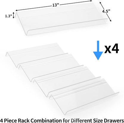 MIUKAA Clear Acrylic Spice Drawer Organizer, 4 Tier Seasoning Jars Drawers Insert, Kitchen Spice