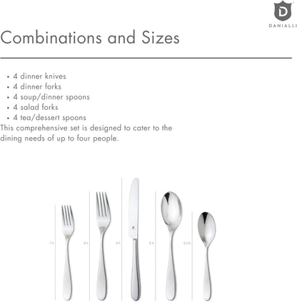 Silverware Set for 4 – 18/10 Stainless Steel Flatware, Mirror Finish, Dishwasher Safe, Heavy-Duty