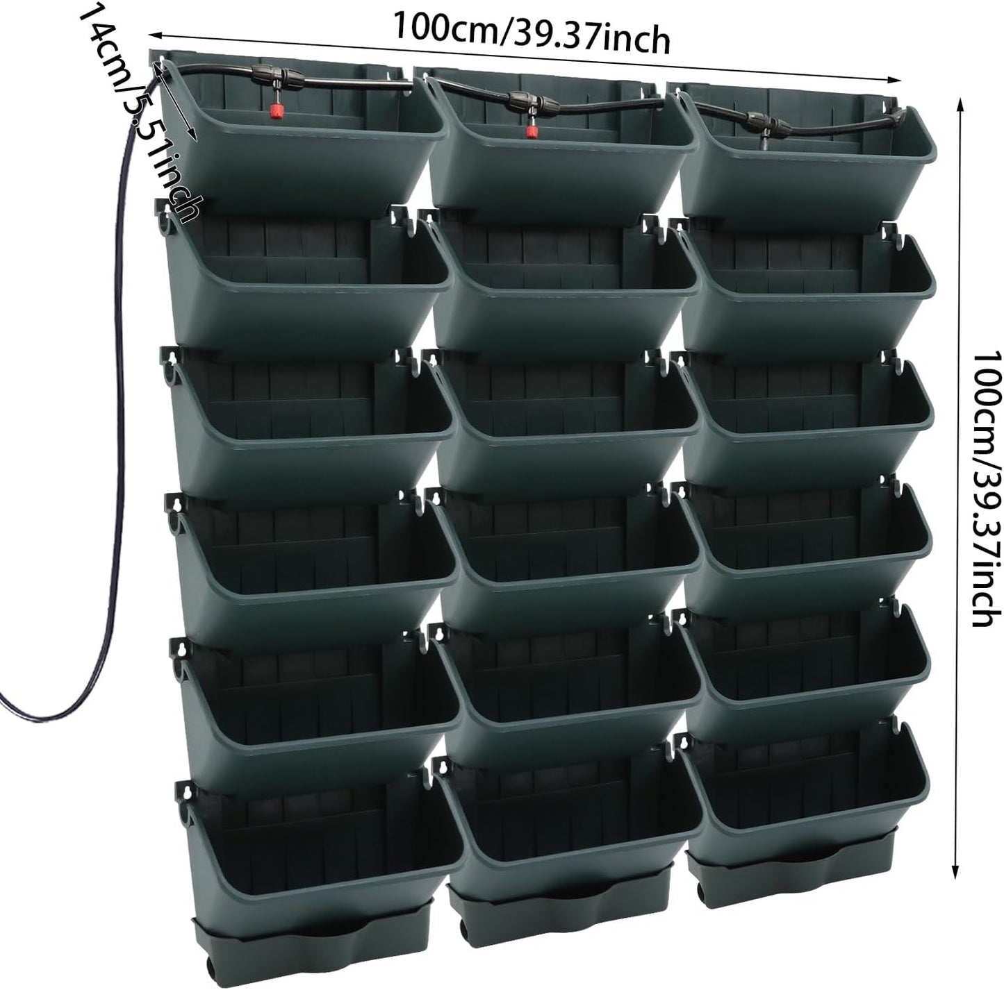 Self-Watering Wall-Mounted Planter, Vertical Garden Planter Set with 18 Pots, Stackable Plant Grow