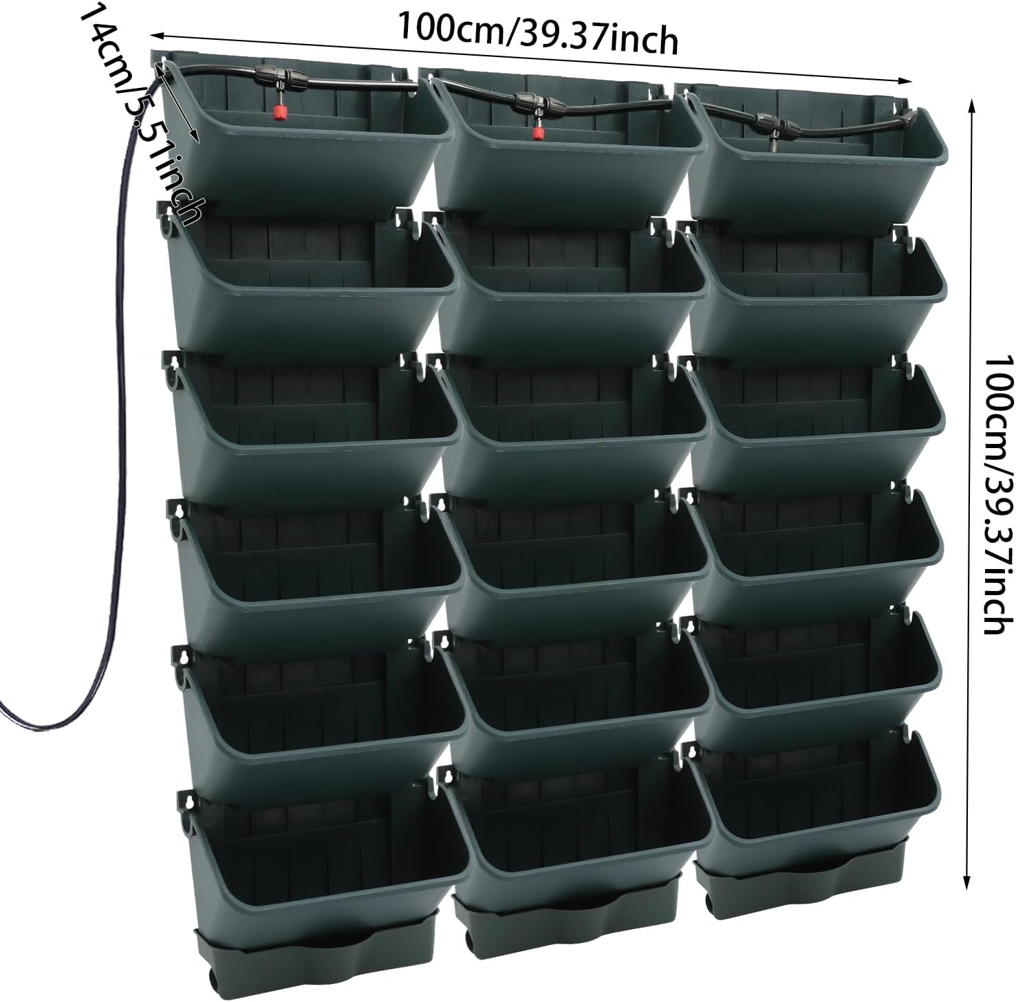 Self-Watering Wall-Mounted Planter, Vertical Garden Planter Set with 18 Pots, Stackable Plant Grow