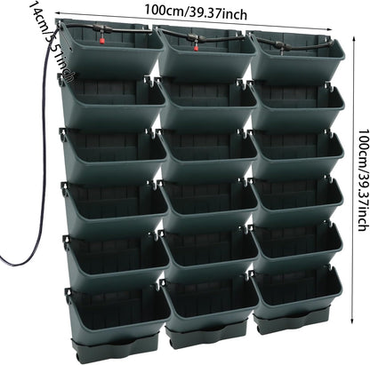 Self-Watering Wall-Mounted Planter, Vertical Garden Planter Set with 18 Pots, Stackable Plant Grow
