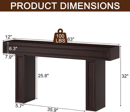 Rresyet 63 Inch Long Console Table, Sofa Table Behind Sofa, Wooden Entryway Table, Farmhouse