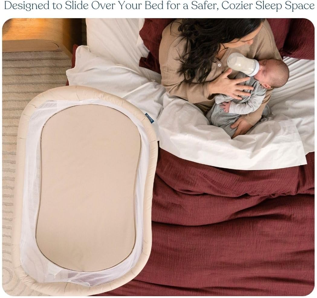 HALO® BassiNest® Lite – Breathable Baby Bassinet Slides Over Bed with Mesh Walls for Airflow &