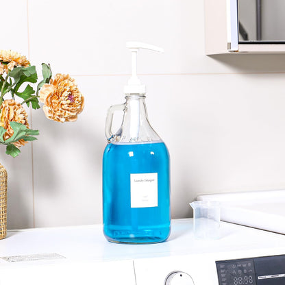 Glass Laundry Detergent Dispenser with Pump, 64OZ Liquid Laundry Soap Dispenser, Fabric Softener