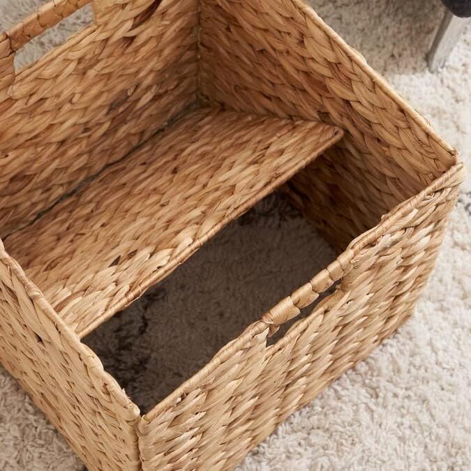 10.5 x 10.5 Storage Cubes – Water Hyacinth Wicker Baskets for Organizing, Wicker Storage Cubes