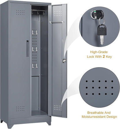 Storage Cabinet,Metal Locking Cabinets with Doors and Shelves,Functional Garage Storage Cabinet for