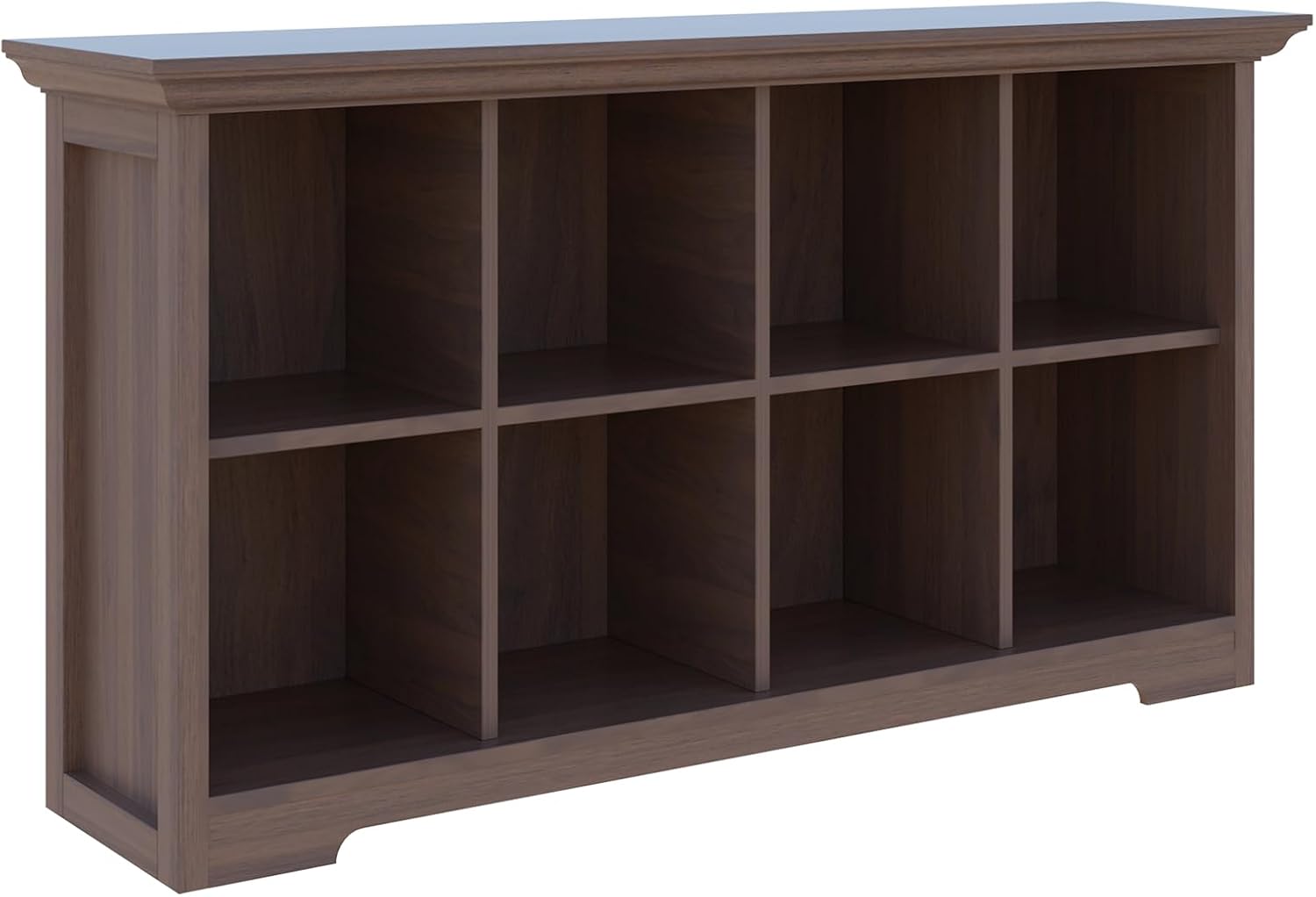 Cube Shelf Bookcase with Base - Wooden 2 Tiers Floor Standing Low Storage Cabinet for Home and