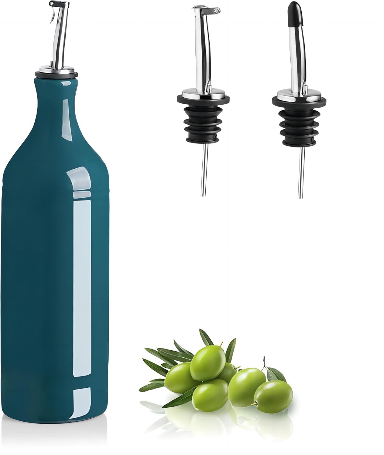 Sweejar Large Ceramic Olive Oil Dispenser Bottle, Opaque Oil Cruet Protects Oil to Reduce