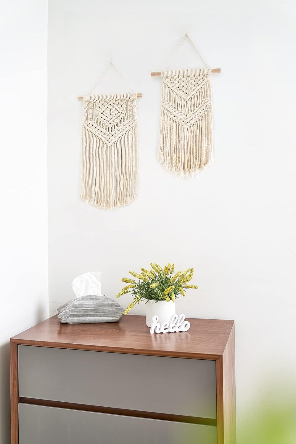 Dahey 2 Pcs Macrame Wall Hanging Small Woven Tapestry Wall Art Decor - Beautiful for Boho Home Dorm