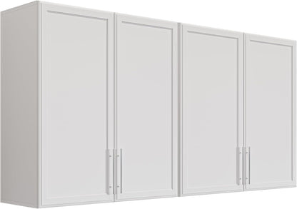 FIMELLO 60" Laundry Room Wall Cabinets with Adjustable Shelf, Large Wall Storage Cabinet, White
