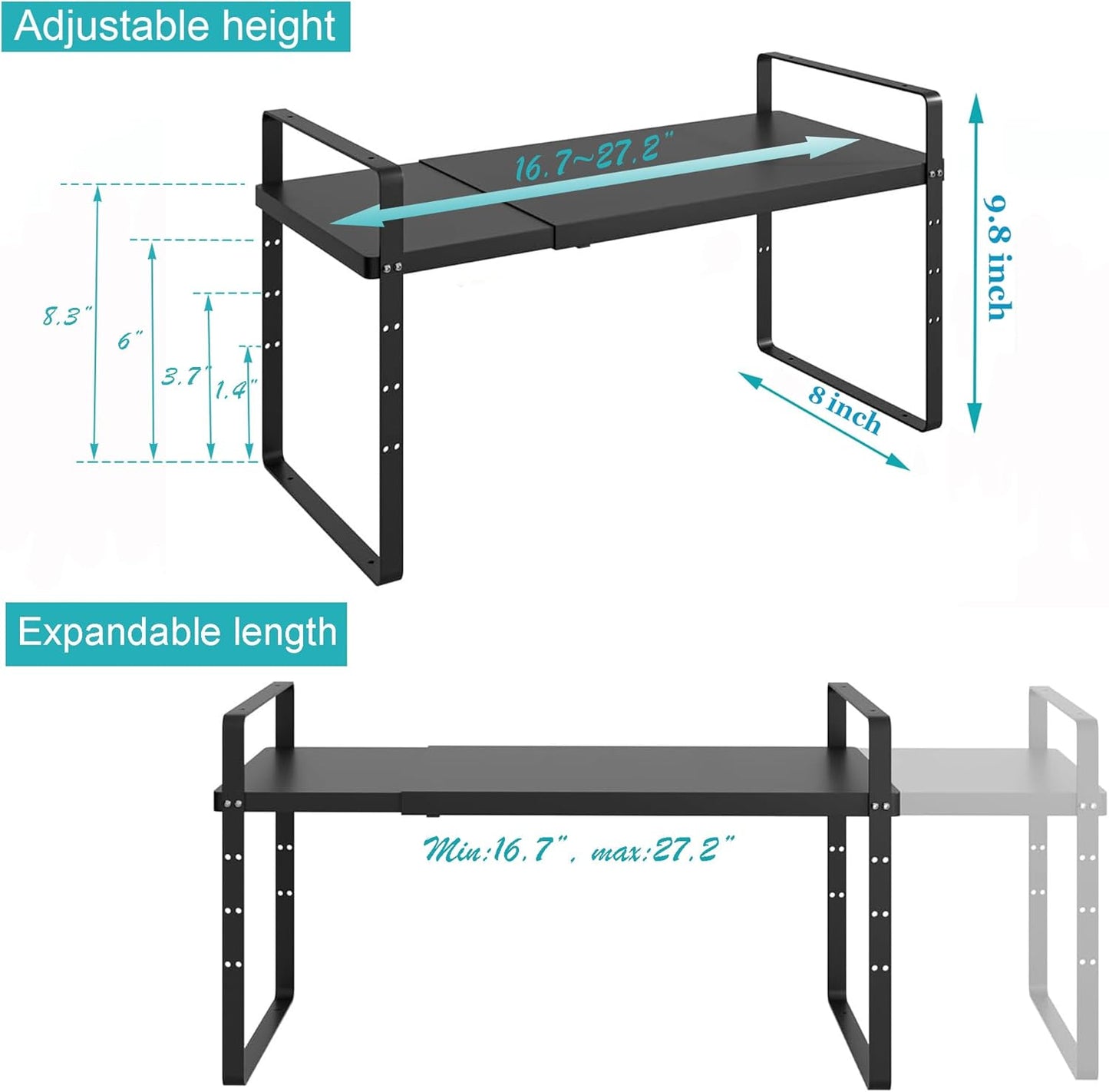 iPEGTOP Expandable Cabinet Storage Shelf Organizer Rack, Heavy Duty Cupboard Stand Spice Rack