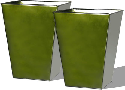 Worth Garden Large Metal Glazed Floor Planter Set of 2-14" Dia x 18" H - Luxurious Glossy Finish