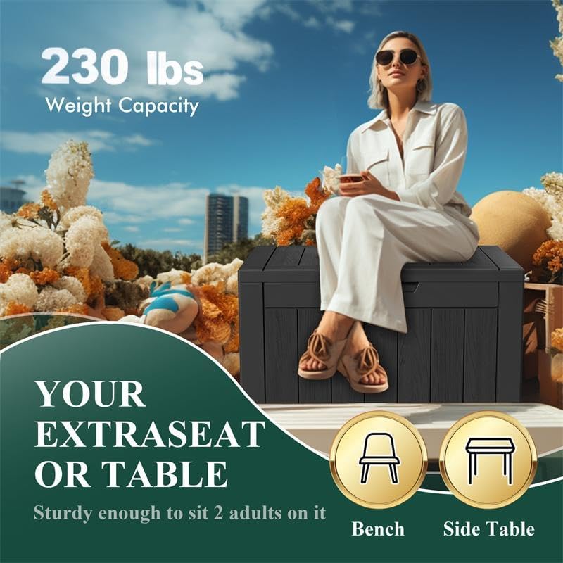 36 Gallon Outdoor Deck Box,Storage Lockable Waterproof Patio Furniture,Garden Tools,Cushions,Pool