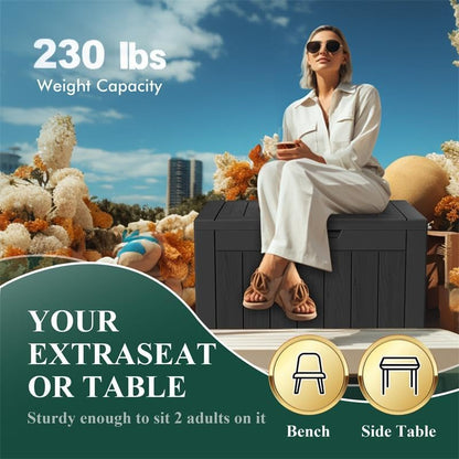 36 Gallon Outdoor Deck Box,Storage Lockable Waterproof Patio Furniture,Garden Tools,Cushions,Pool