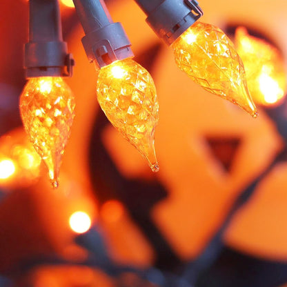 Orange Halloween Lights 70 LED C5 Christmas Lights for Indoor and Outdoor use, Plug -in String