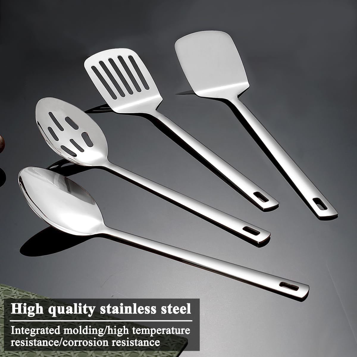 Homquen Stainless Steel Kitchen Utensils Set 4pcs, Cooking Utensils Set, Kitchen Tools Spatulas