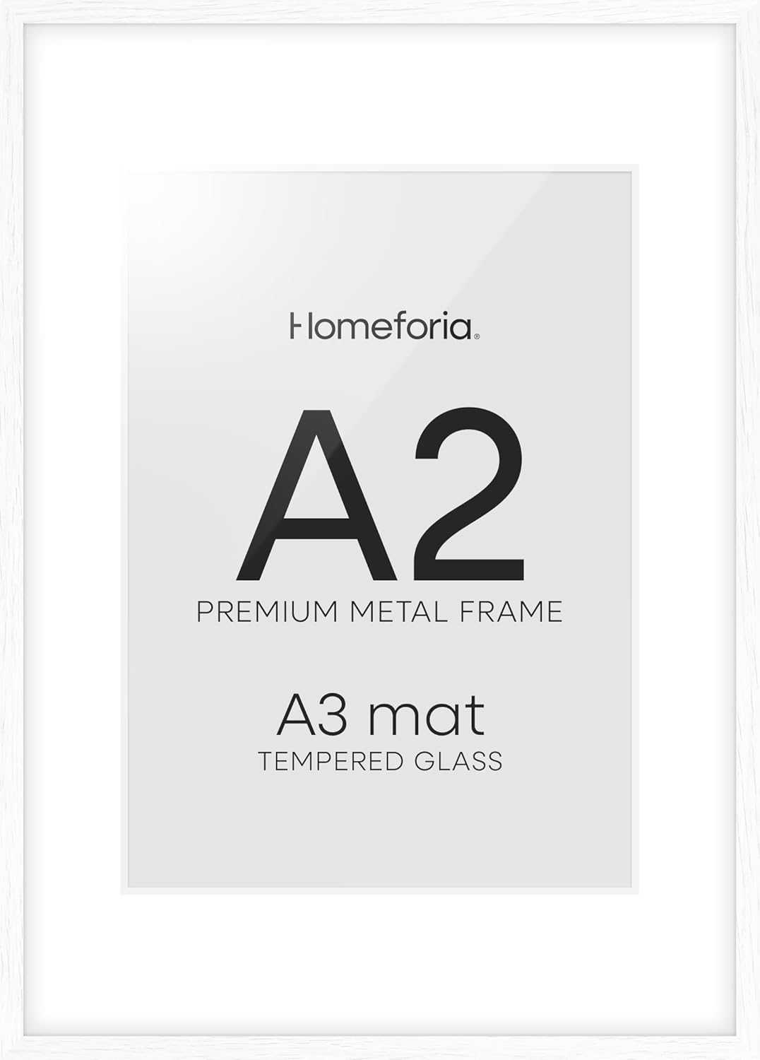 Homeforia A2 White Wood Frame, High End Oak 16.5 x 23.4 White Wooden Poster Frames Matted to 11.7