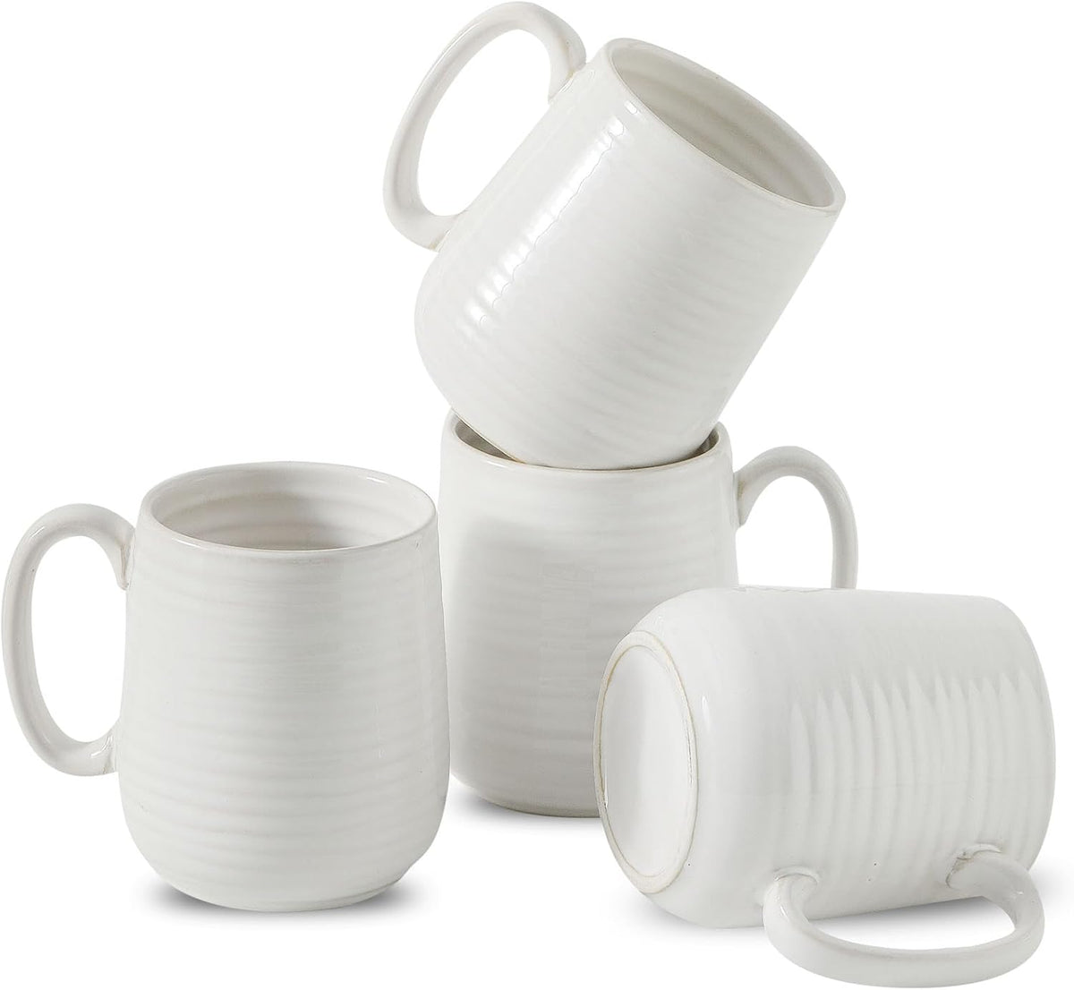Hasense Coffee Mugs, 12 Ounce Ceramic Coffee Cups Set of 4, Latte Mug with Handle for Milk, Cocoa