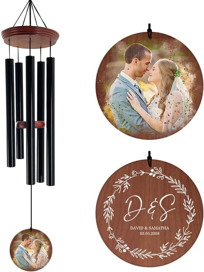 ASTARIN Wedding Wind Chimes for Outside, Custom Photo Personalized Wind Bells, Memorial Gifts for