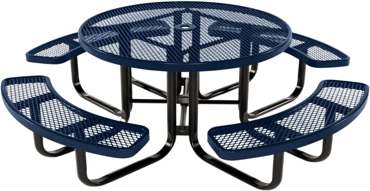 Coated Outdoor Furniture Heavy-Duty Portable Outdoor Kids Table with Umbrella Hole, Expanded Metal