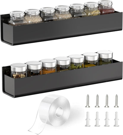 PMMASTO Adhesive Acrylic Spice Rack Organizer for Wall with Nano Double Sided Tape, Spice Shelf