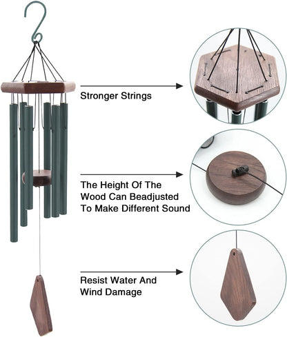 Small Green Wind Chimes for Outside, Tuned Soothing Melody, Sympathy Chimes for Mom/Housewarming