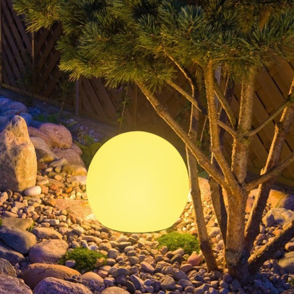 8-in Solar Globe Light Outdoor, Waterproof Solar Ball Light for Outside w/Remote, 16 RGB Color