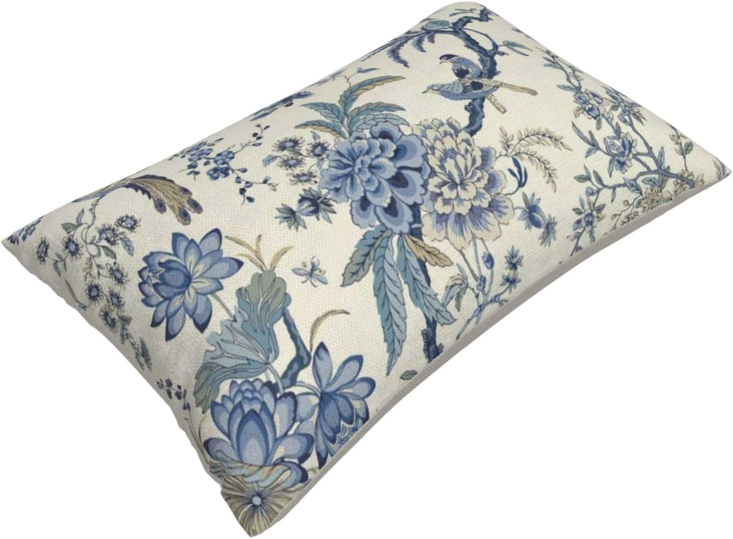 CXMEIFLY Spring Floral Birds Pillow Covers 12 x 20 Inch Set of 2 for Chinoiserie Flowers Decor