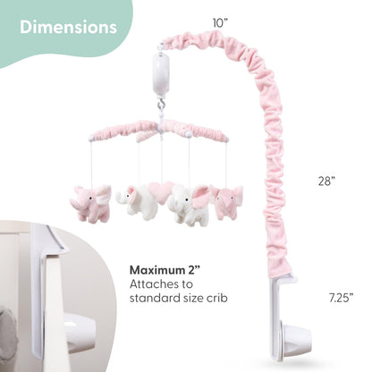 The Peanutshell Crib Mobile for Girls - Soft Pink Musical Baby Crib Mobile with 12 Lullabies, Cute
